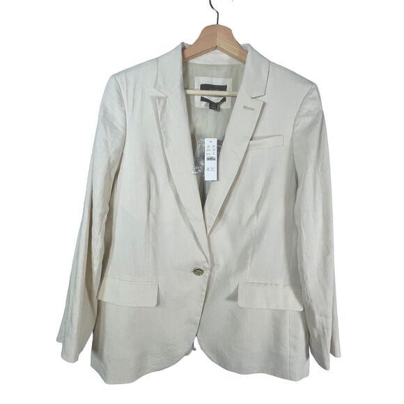 NWT J. Crew SIZE 12P Alfie Blazer Jacket Italian Linen Ivory Womens Business NEW - Picture 1 of 15